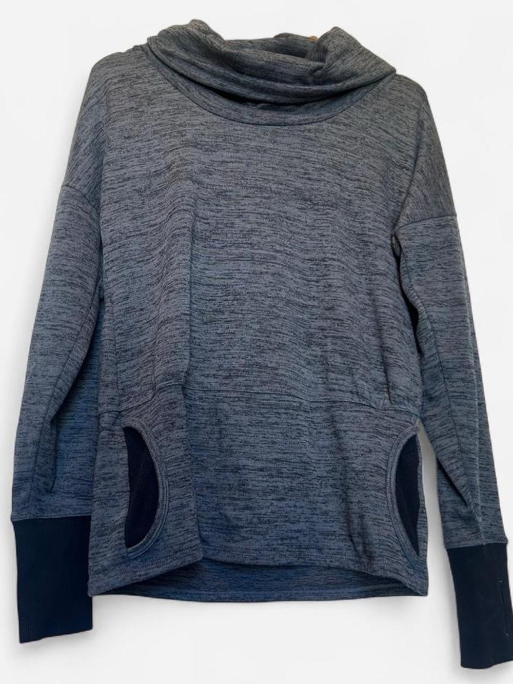 Athleta Grey Cowl Neck Sweater with Pocket Details